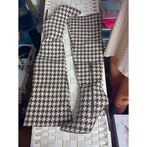 Brown White Houndstooth Thigh High Boots Stiletto Chic Statement See Last 2 Pics